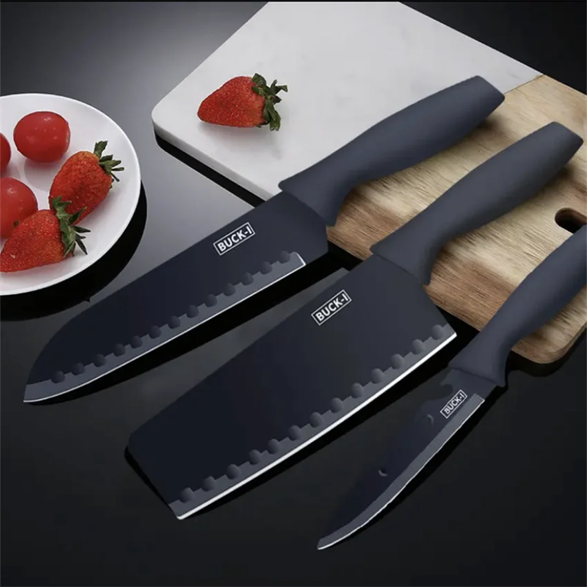 

3 PCS Stainless Steel Kitchen Knife Set(Chef Knife,Utility Knife,Paring Knife)with Clad Dimple and Knife Covers,For Chef Cooking