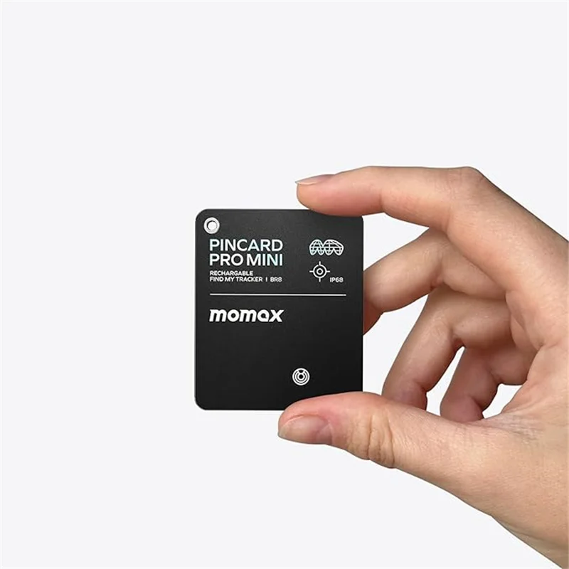 New MOMAX Pincard Pro Mini Wallet Finder Rechargable Tracker Card Slim Locator Tag Wireless Charge for Luggage Suitcase Pet Kid