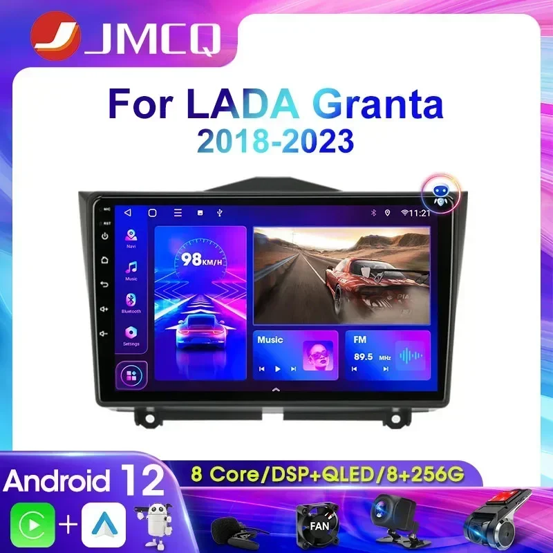 Jmcq 2 din Autoradio Multimedia Video Player für Lada Granta Cross 2018-2023 Navigation Head Unit Carplay Android 12 4g