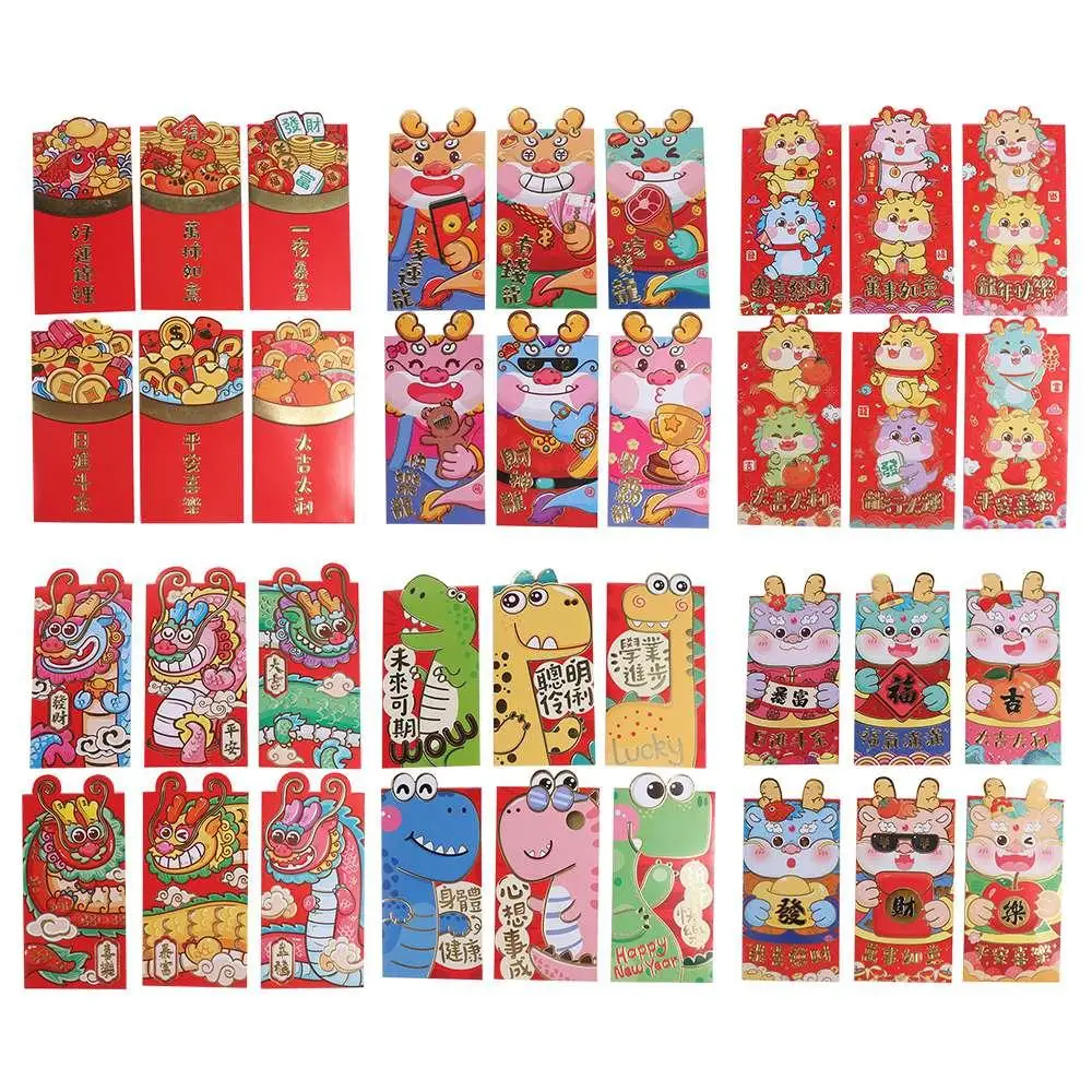 Luck Money Bag Busta Rossa 2024 Pacchetto Di Capodanno Dragon Pattern Money Bags Best Wishes Money Pocket Festival Di Primavera