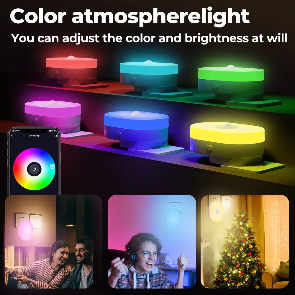 Smart Led Night Light WiFi Tuya PIR Motion Sensor Eu Us Uk Plug In Wall Lamp Warm White RGB Room App Voice For Alexa Google Home Motion Sensor Light Led Night Light Led Motion Sensor Light Night Light Motion Sensor Night Light Motion Sensor Led Light