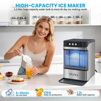 Machine à glaçons de comptoir, production rapide de 17 kg/24h, glaçons prêts en 6-10 min avec fonction autonettoyante, faible bruit de 35 dB pour la maison et le bar 2