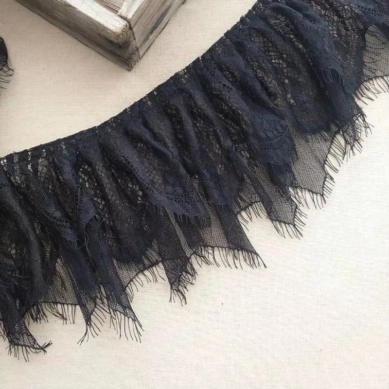 블랙 확대 더블 Pleated 속눈썹 Tulle 레이스 DIY 숙녀 소녀 아동 의류 스커트 커프스 편리한 봉제 트렌드 트림