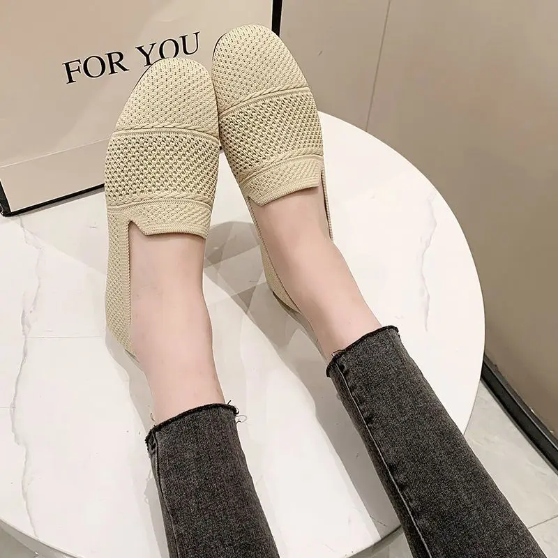2023 New Summer Mesh Square Toe Breathable Women Shoes Fashion Hollow Out Casual Flat Shoes for Women Zapatos De Mujer 6