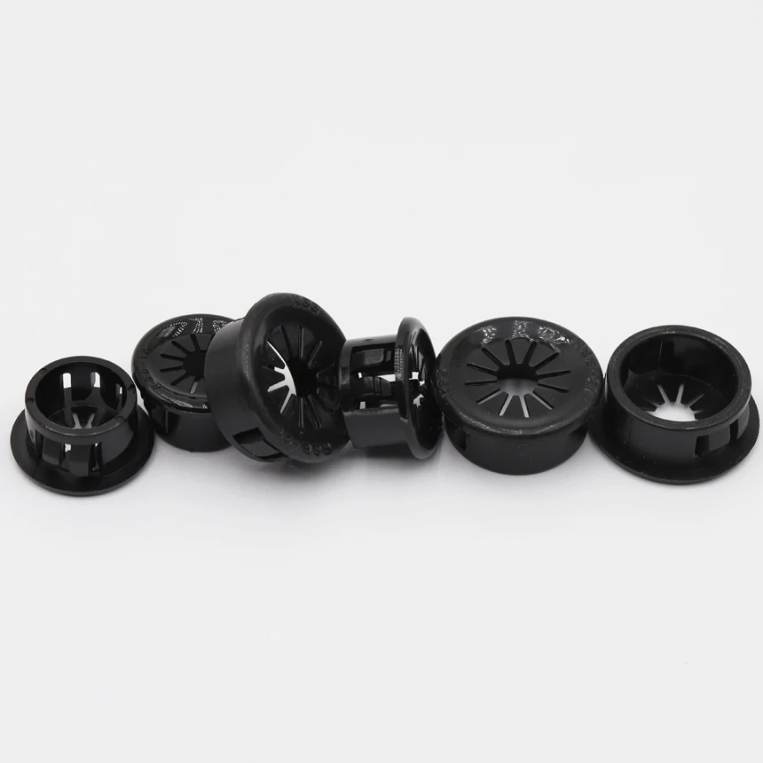 RSB 16-60mm Black Plastic Cable Wire Table Protective Buckle Snap Locking Bushing Petal Retaining Ring Bungs Plug Grommet Cover