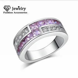 Elegant Pink CZ Cocktail Party Ring - Chic Women's Fashion Jewelry Accessory - 8