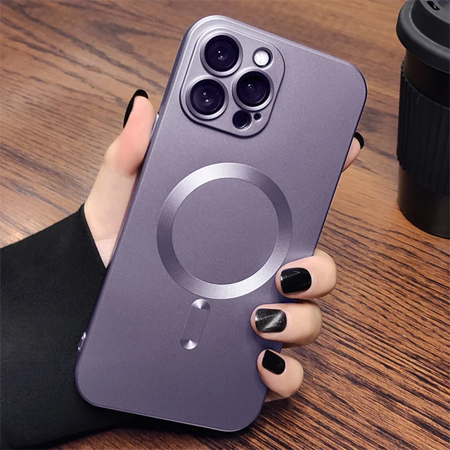 thumbnail image 1 of Funda magnética para teléfono Magsafe para iPhone 15, 14, 11, 13, 12 Pro Max Plus, protector de lente de carga inalámbrica de silicona suave, accesorio, 1 of 5