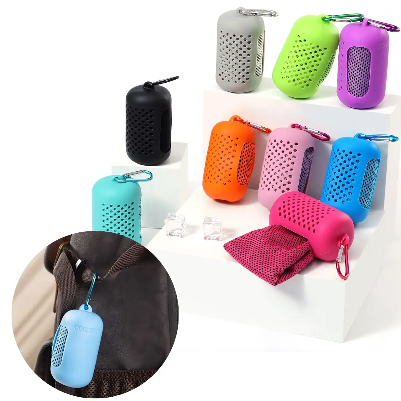 Sport Quick Drying Cooling Towel Portable Silicone Wrapped Cold Microfiber Towels Beach Accessories Fitness, microfiber towel,sports towel