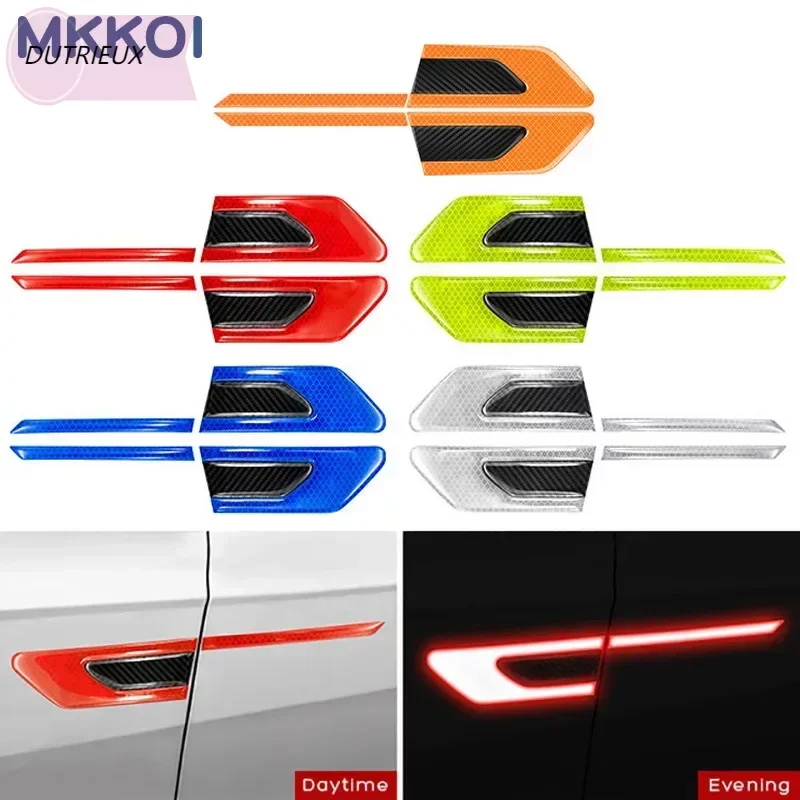 

2Pcs/Set Car Reflective Safety Warning Strip Tape Car Stickers Bumper Reflective Strips Secure Decals Exterior Accessories