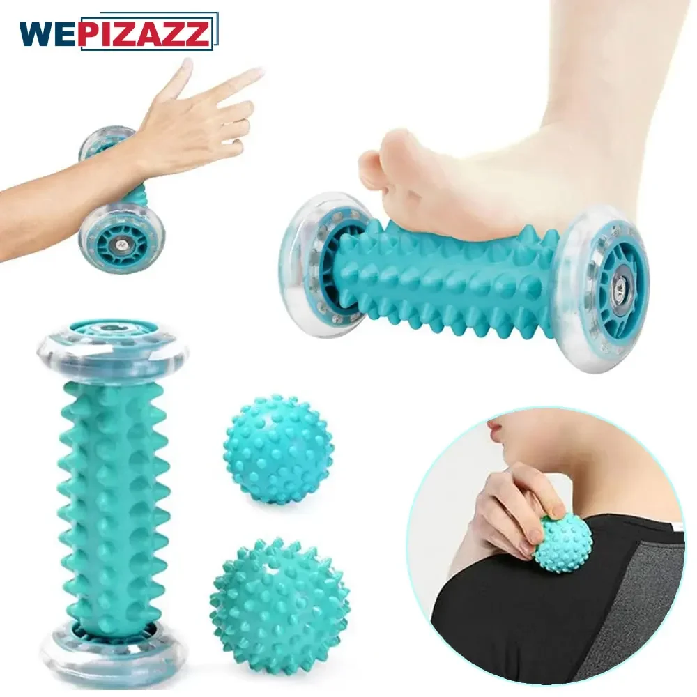 Foot Massager Massage Roller Yoga Massage Ball Plantar Fascia Roller Muscle Relaxation for Sport Fitness Balls Body Exercise Set colorful airtight inflatable gymnastics training roller inflatable cylinder training sport fitness air mat for sale