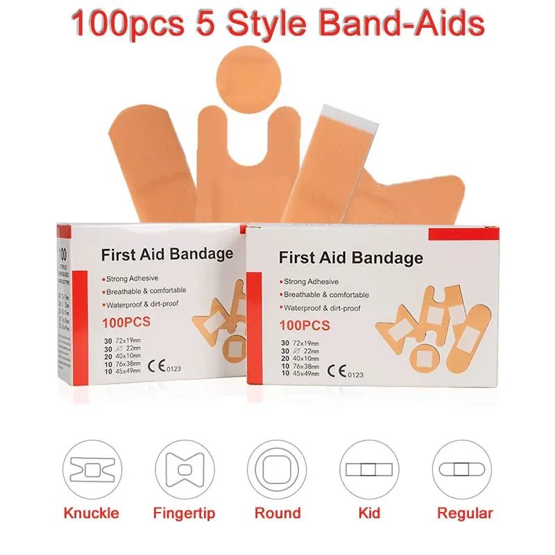 100 pcs Waterproof First Aid Wound Plaster Multi Size Band-Aid Patch for Travel Home First Aid Kit Emergency Kits Accessories