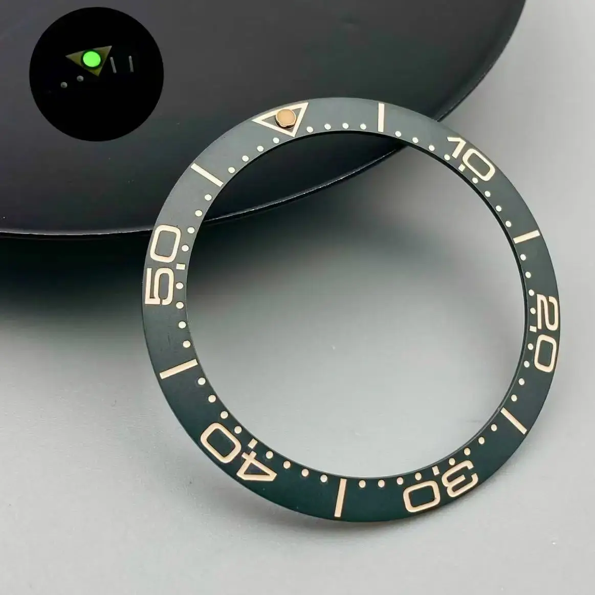 Blue/Green Luminous 38mm Tilted Ceramic Bezel Insert Ring