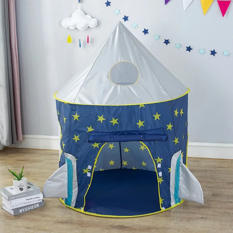 3 in 1 Portable Rocket Children's Tent Toys Camping Tent Kids Ball Pool for Children Play House Crawling Tunnel Pop-up Tent