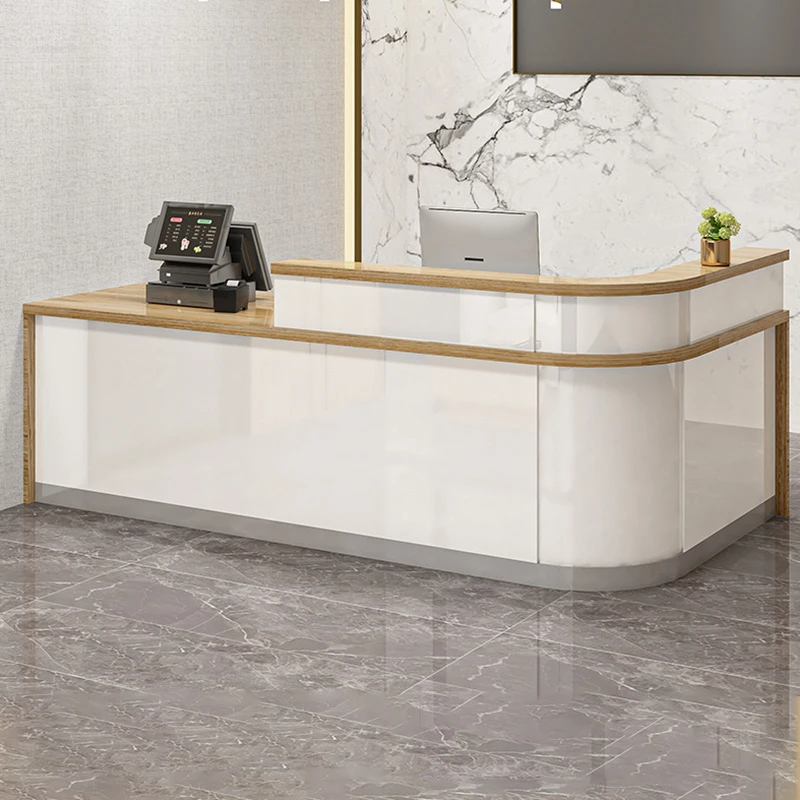 Bar Cashier Company Front Desk Reception Desks Simple Modern Arc Corner Counter Desk Clothing Store Commercial Counter Tables