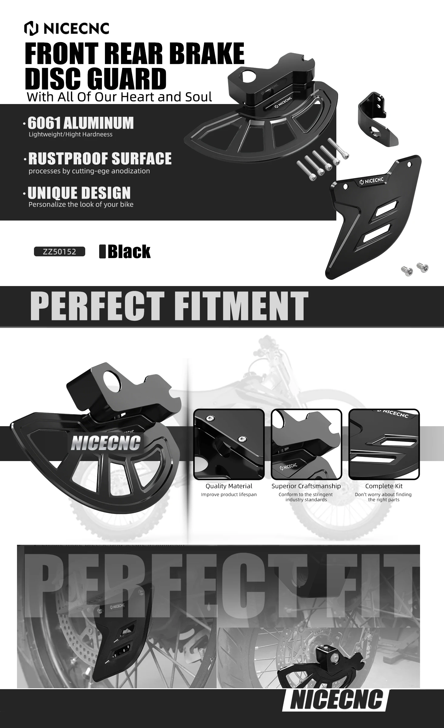 Für Suzuki DRZ400SM DR-Z 400SM DRZ 400 SM 2005-2024 2023 2022 2021 2020 Vorne Hinten Bremsscheibe Schutz & vorne Gabel Untere Abdeckung – Detail 1