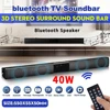 40W Soundbar TV Portable Bluetooth-compatible Speaker Sound bar Wireless Column Home Theater Sound System RCA AUX For TV PC 1