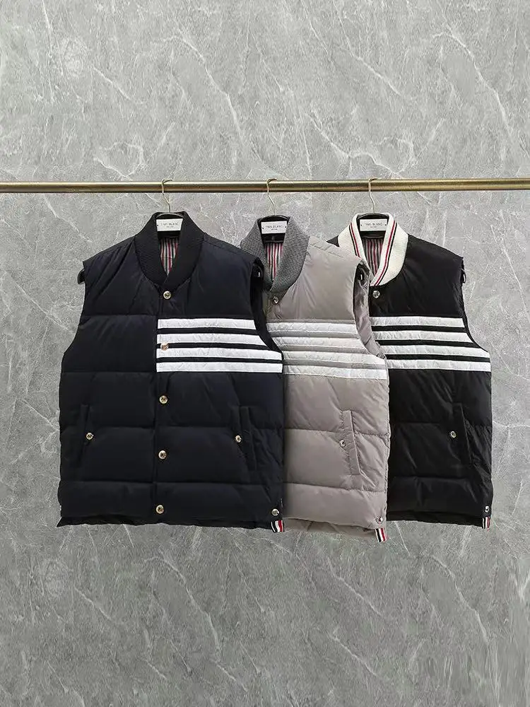 

Tb Winter Collar Down Jacket Vest Sleeveless Vest For Men And Women With Four Bars Stitching White Duck Down Warm Jacket