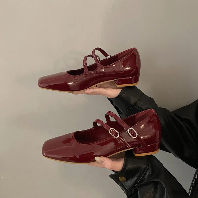 Double Buckle Ballet Shoes 2024 Spring New Women Flat Shoes Fashion Red Elegant Mary Jane Shoes Ladies Dress Outdoor Ballerinas 5