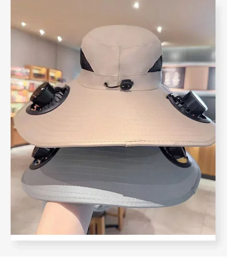 Description Picture 6 of itemMultifunction Double Fan Solar Hat UV Protection Breathable Fisherman Cap Summer Outdoor Rechargeable Fan Suitable for fishing
