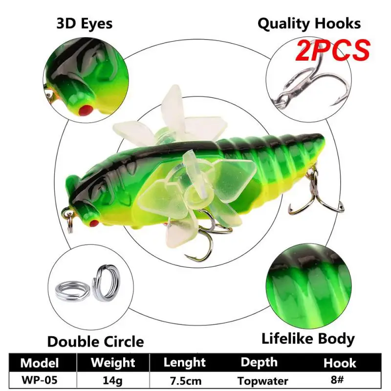 

2PCS Jointed Bait Anti-knock Bionic Bait Plastic Luya Bait Fishing Tackle Luya Bionic Bait Water Surface System Rotating