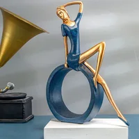 Statue de sculpture de femme élégante pour la décoration de la maison, figurine de fille de lecture, art Tat, salon, chambre à coucher, étagère à livres, meuble TV 2