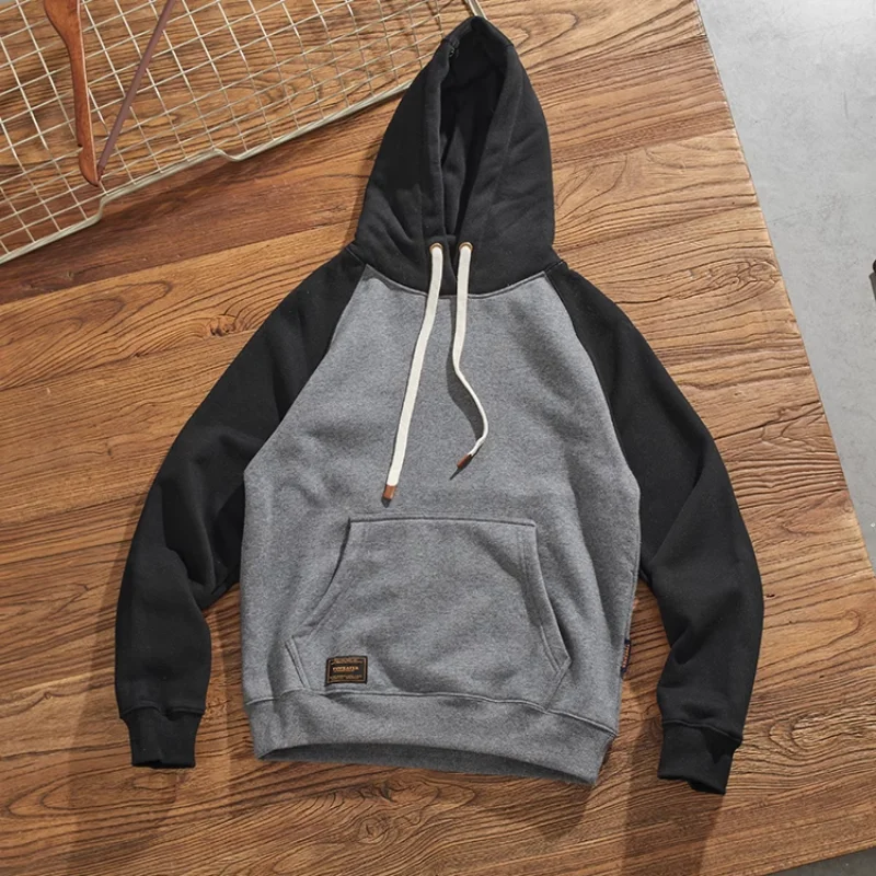 Add fleece and thickening heavy retro long-sleeved hipster hoodie male niche couple loose casual coat