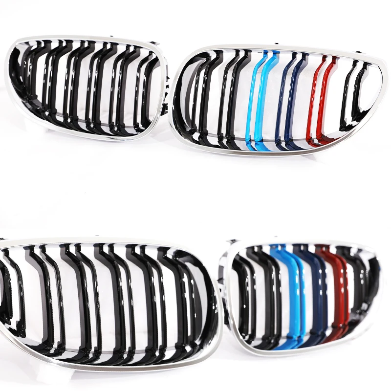 Kidney Grille Chrome Silvery Frame Gloss Black M Color Grill For BMW 5 Series E60 E61 M5 2004-2009 530d 520d 525d 540 550 535
