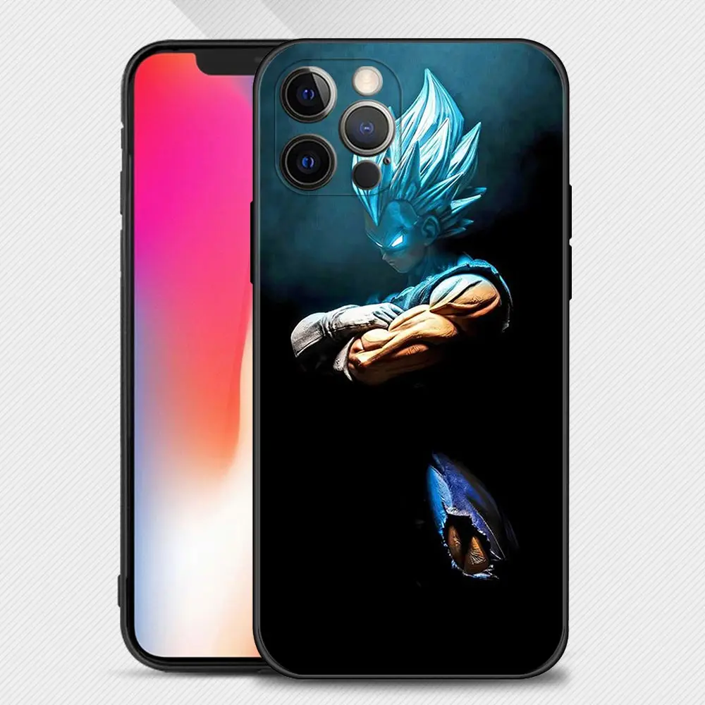 Phone Case for iPhone 13 12 11 Pro XS Max XR X 8 7 Plus 13mini Cover Silicone Funda Black White Art Dragon Ball Vegeta Son Goku iphone 11 waterproof case