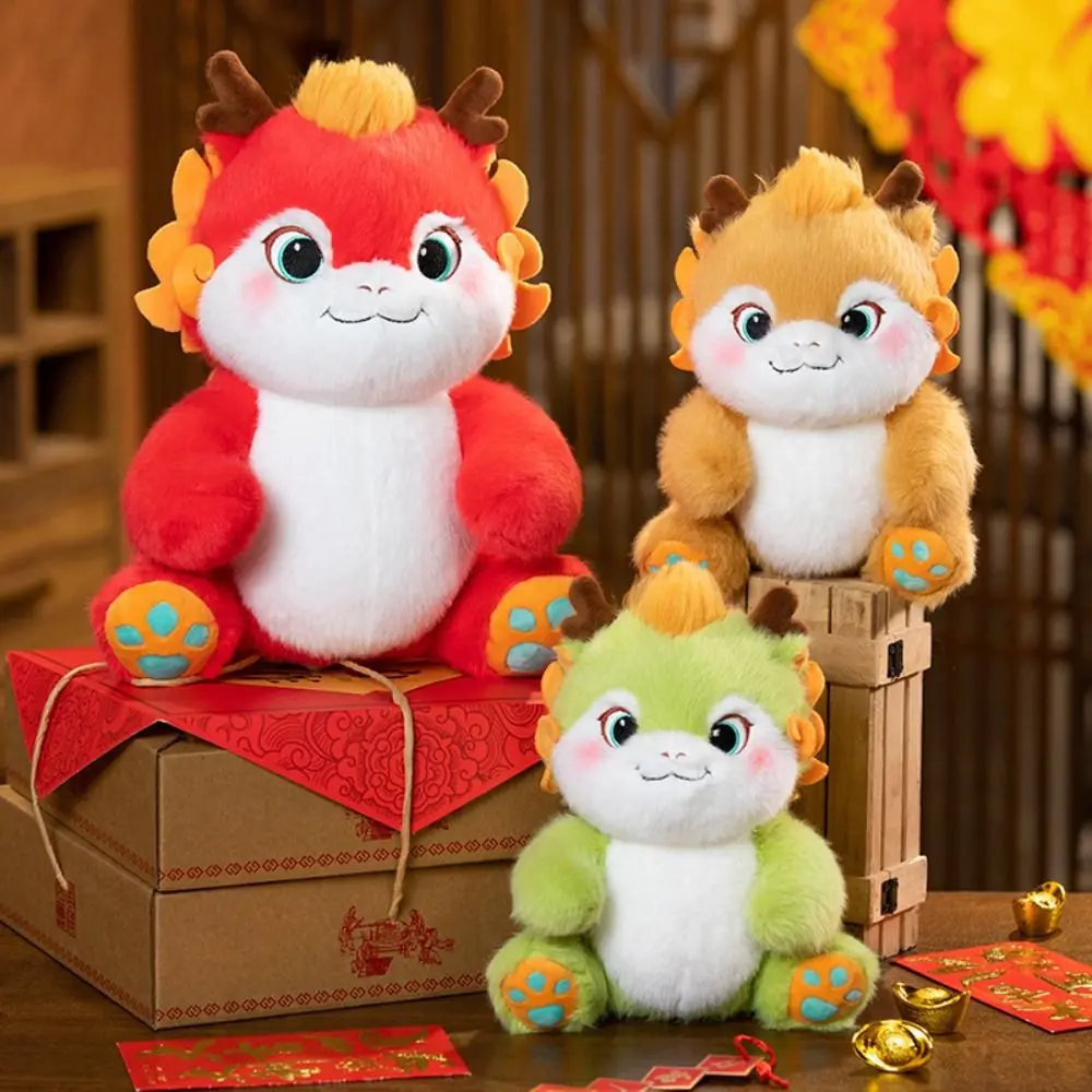 

Мягкая Плюшевая Кукла с маленьким огненным драконом, трехмерная красная Китайская Игрушка-дракон, декоративная плюшевая игрушка-талисман дракона