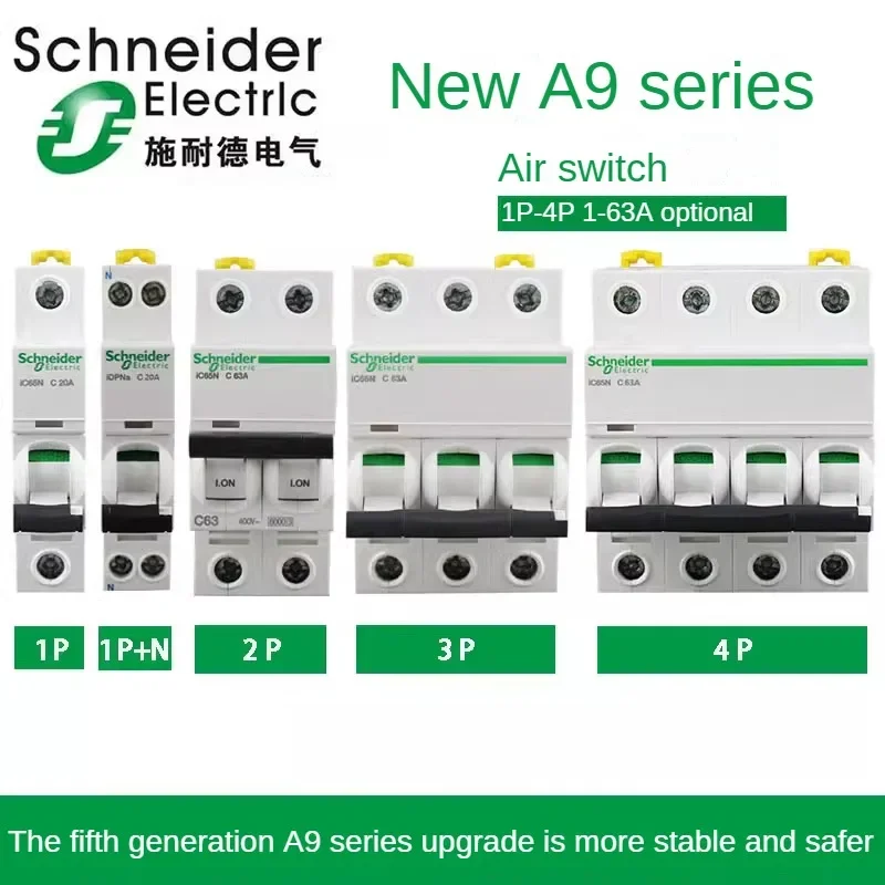 Schneider Air Switch Miniature Circuit Breaker iC65N 1/2/3/4P Household 1/2/3/4/6/10/16/20/25/32/40/50/60/63a Air Switch AC