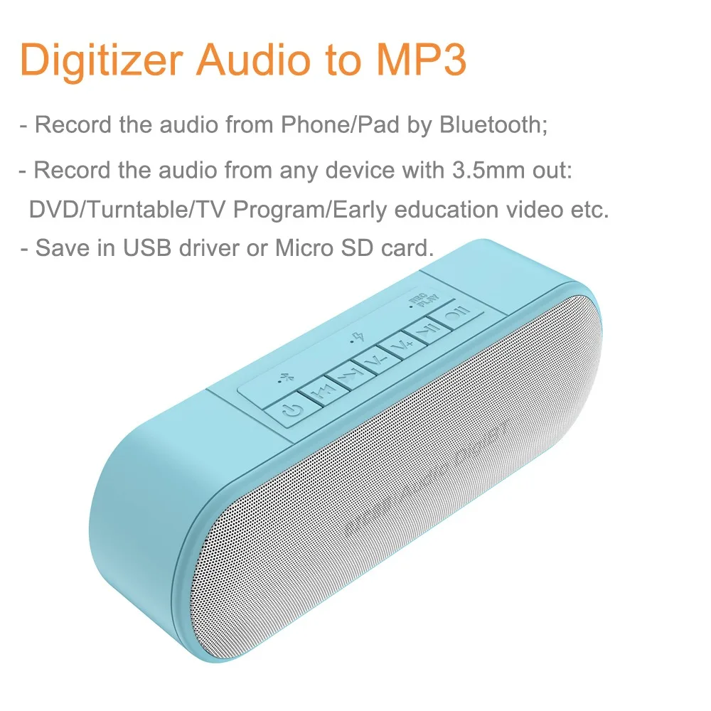 Ezcap221 Audio Capture Card Bluetooth MP3 Player TF Card Speaker for PC Phone Music Video Listening Bluetooth Recording Recorder