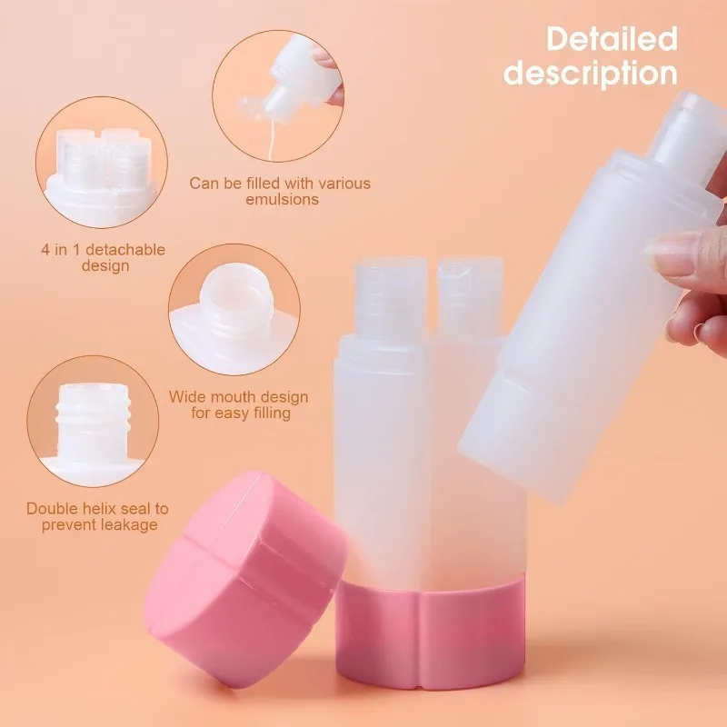 Portable 4-in-1 Leak-Proof Travel Toiletry Bottle Set (4 x 60ml) for Gym, Camping, and Carry-On