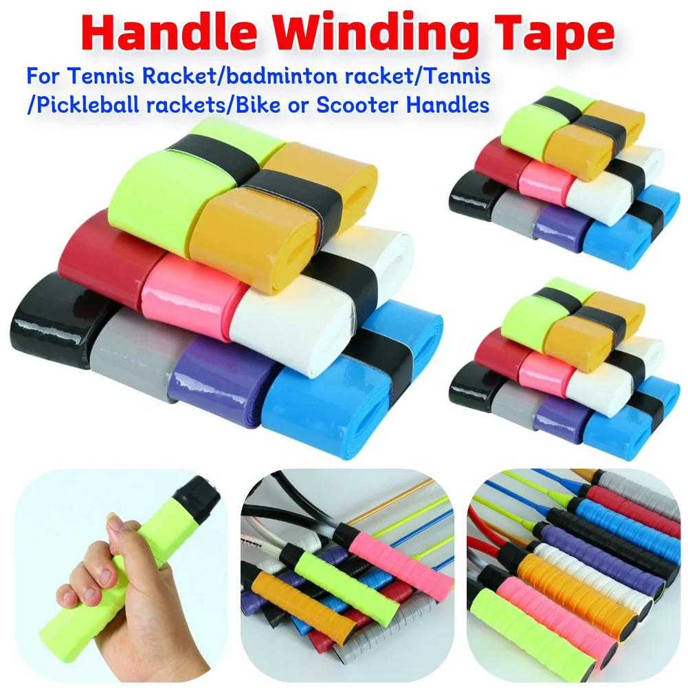 1~3set 9Pcs Tennis Racket Grip Tape Anti-Slip Tennis Overgrip Wrap Sweat Absorbent Pickleball Paddle Grip Tape Badminton Tools