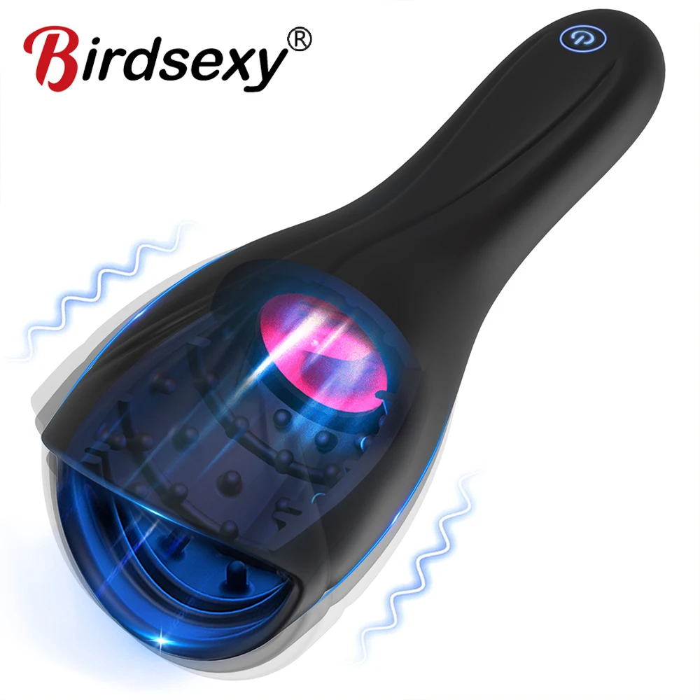 Male Masturbator Cup Tongue Licking Penis 10 Speed Glans Vibrating Massager Endurance Trainning Sex Toys
