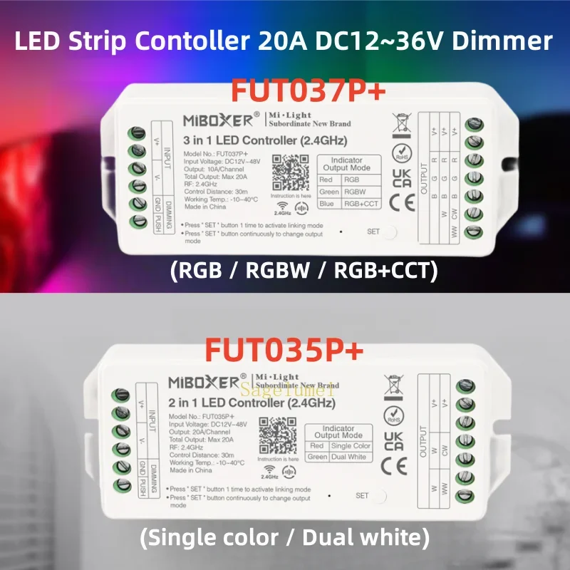 Контроллер MiBoxer FUT035P +/037P + DualWhite SingleColor RGB RGBW RGB + CCT, выходная Светодиодная лента с ярким освещением