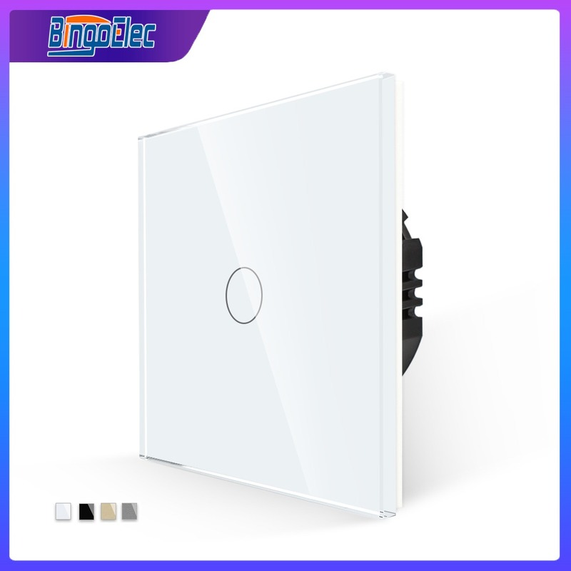 Bingoelec Touch Light Switches 1/2/3 Gang 1Way Luxury Wall Switch EU Power Sensor Switches Crystal Glass Panel Wall Lamp Switch