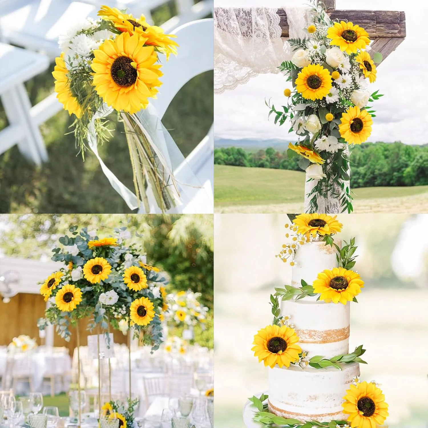 Künstliche Blume Sonnenblumen Hausgarten Tischdekoration Hochzeit Braut Herbst Valentinstag Fake Gerbera Wohnzimmer Schlafzimmer Günstig – Detail 6