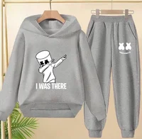 ربيع الخريف ملابس أطفال 2 قطعة موضة Dj Marshmellow الأطفال هوديي البلوزات + السراويل مجموعات 3-13Y الفتيان والفتيات رياضية 6