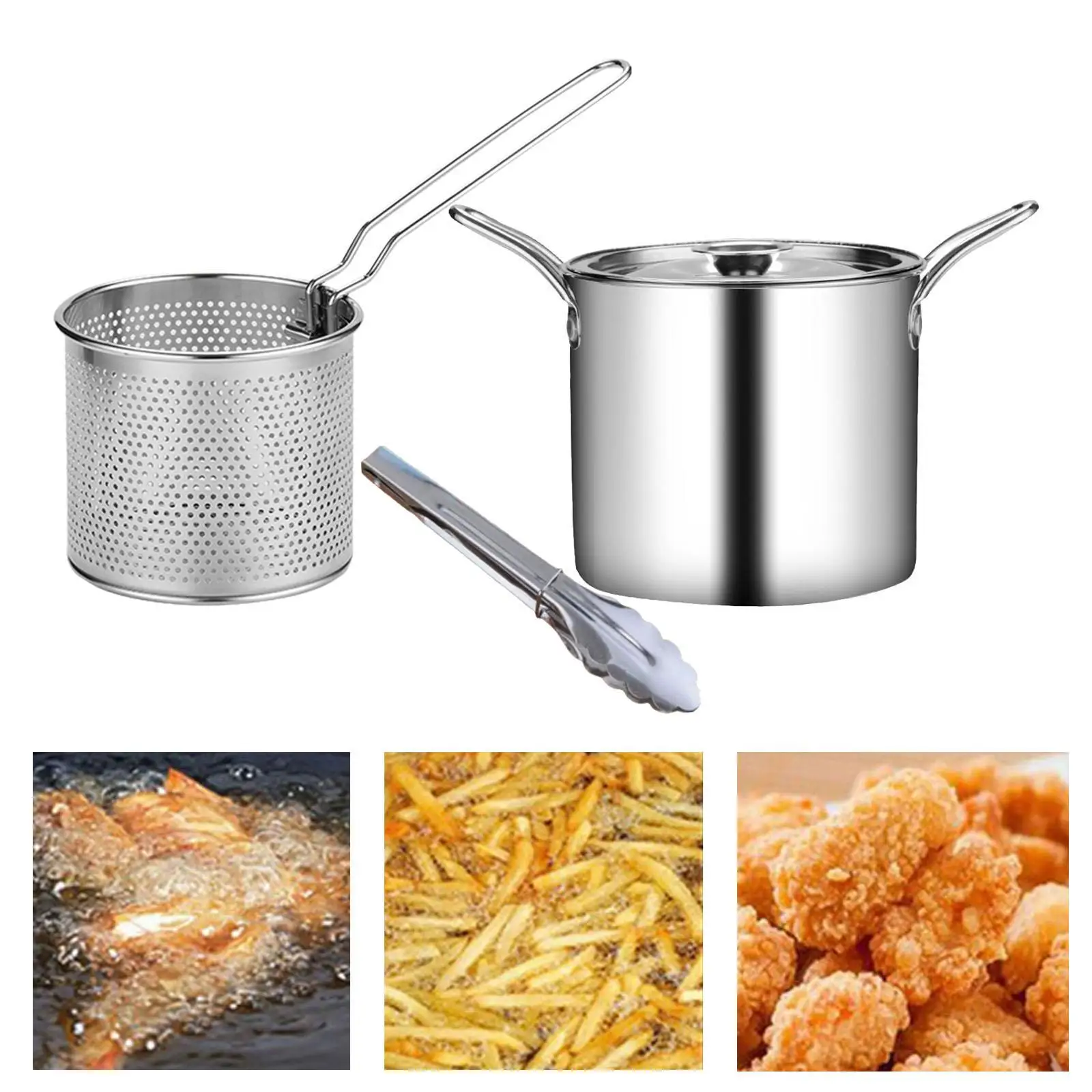 Deep Frying Pot Cooking Tool with Filter Basket for Restaurant Party Kitchen