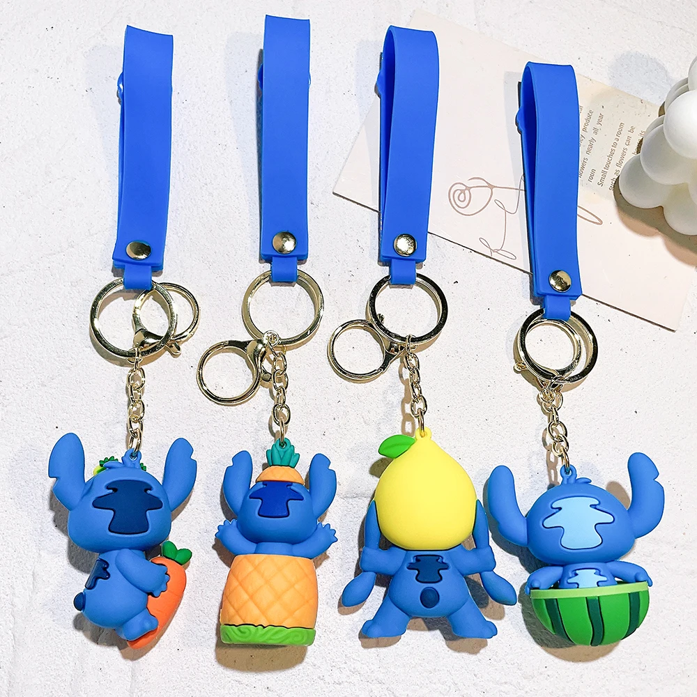 disney Lilo and Stitch Scrump Cartoon Anime Pendant pvc Keychain Holder Car  Keyring Mobile Phone Bag Hanging Jewelry Kids Gifts