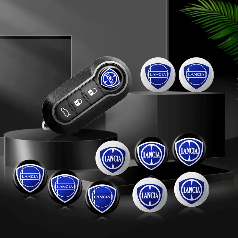 Hight Quality 5Pcs 14mm Car Remote Key Fob Emblem Badge Radio Button Sticker Decor For Lancia
