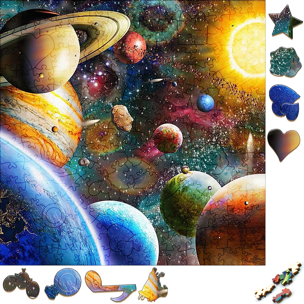 Cool Wooden Puzzles Cosmic starry sky 3D Wood Jigsaw Puzzle Craft Irregular Family Interactive Puzzle Games Best Gift for Adults a5 notebooks and journals cosmic stars dreamy starry sky gold stamp hand book gift box give birthday gifts for couples