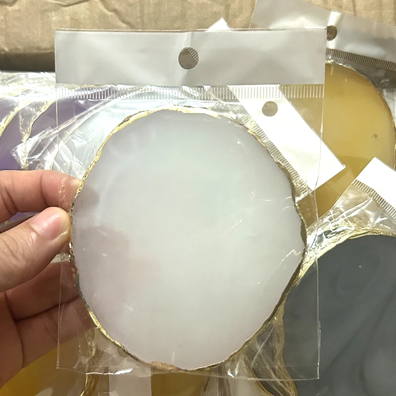 Round Resin Agate Stone Nail Art Palette for Manicure and Painting Display