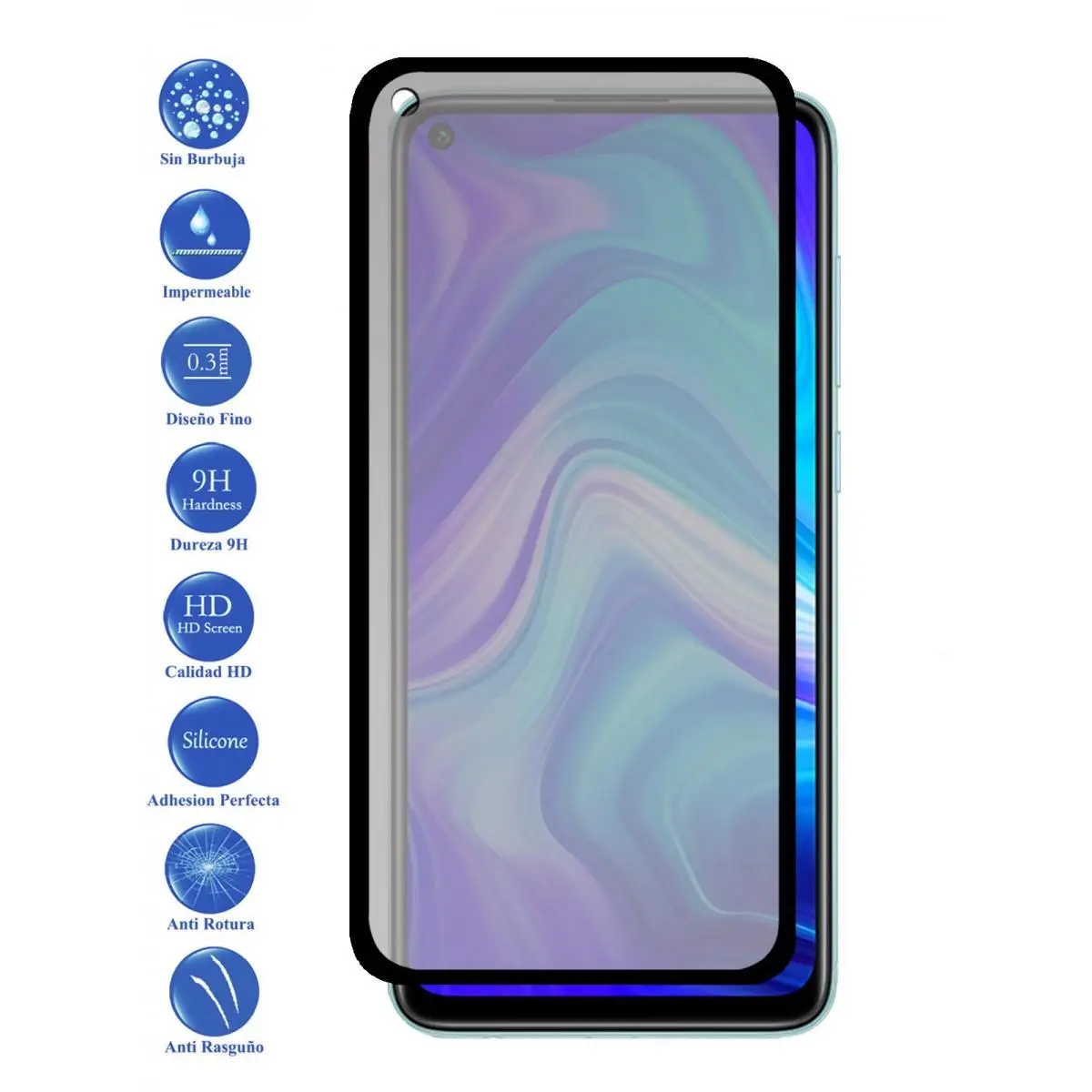 Proteggi Schermo In Vetro Temperato Nero Realme X2 Pro 9H Per Movil - Todotumovil