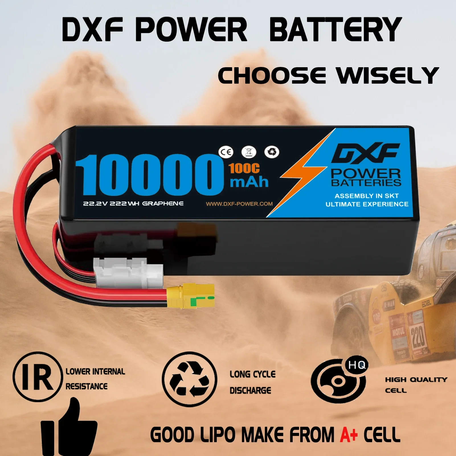 DXF LiPo Battery 6S 22.2V 100C 10000mAh / 4S 14.8V High-Capacity Rechargeable Battery with XT90 Plug for RC Helicopter, Drone & FPV Models 4
