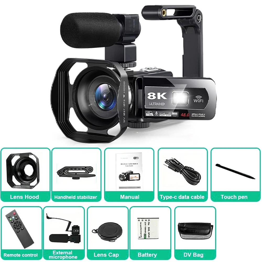 8K Digital Photography Camera 48MP Handheld DV 18X igital Zoom