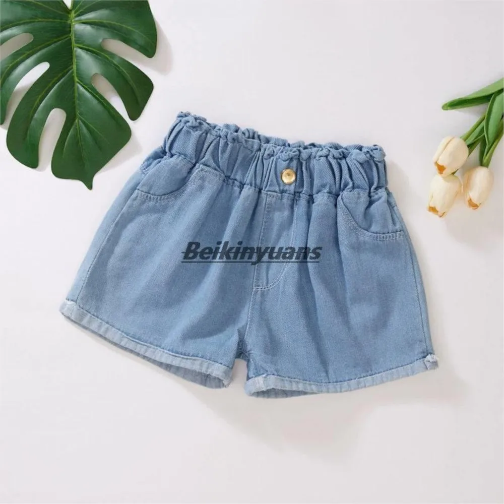 Girls denim shorts children's summer wear panties kids western style cuhk summer trousers joker hot pants thin children outside kids shorts