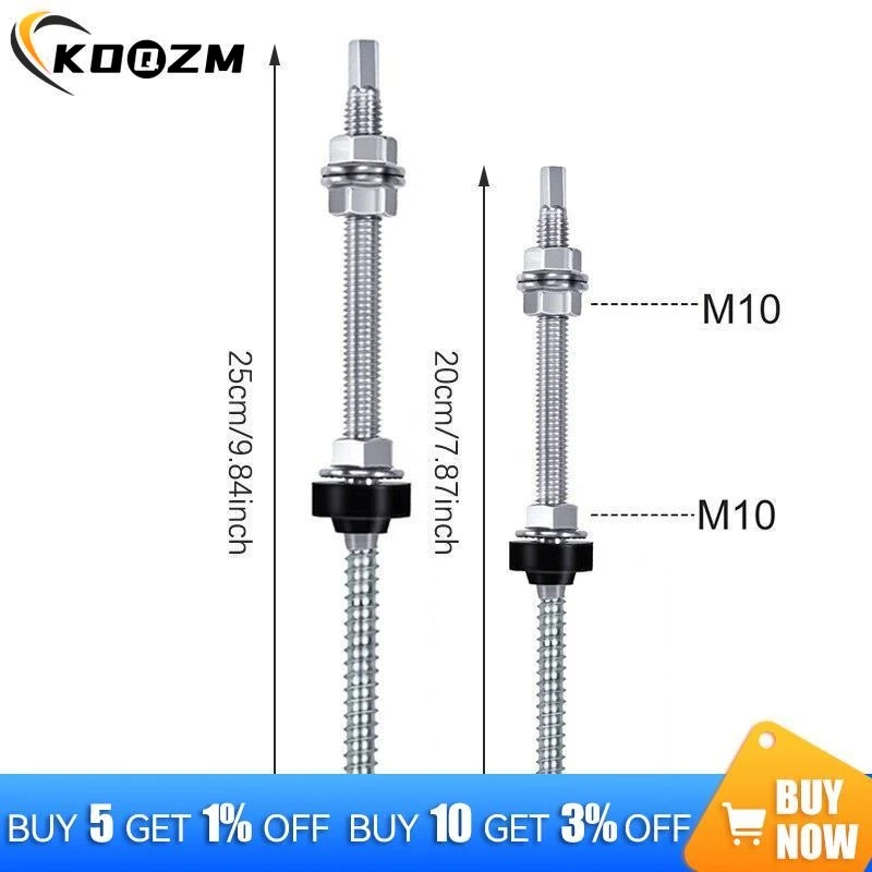 Hanger bolts M10 x 200/250 mm 304 stainless steel PV system pre-assembled height adjustable