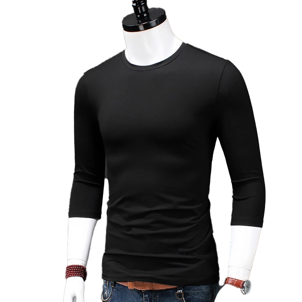 

Men Long Sleeves T-Shirts V Neck Slim Fit Blouse Casual Muscle Underwear Tight Solid Tops Comfort Breath Tee Autumn Undershirt