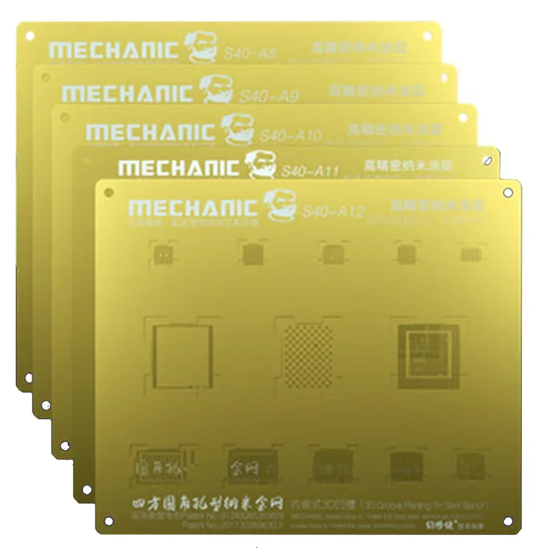 

Mechanic MJING 3D Groove Reballing Stencil A8 A9 A10 A11 A12 Gold Plant Tin Mesh for Phone 6 6S 6SP 7G 7P 8 8P X XS MAX XR S40